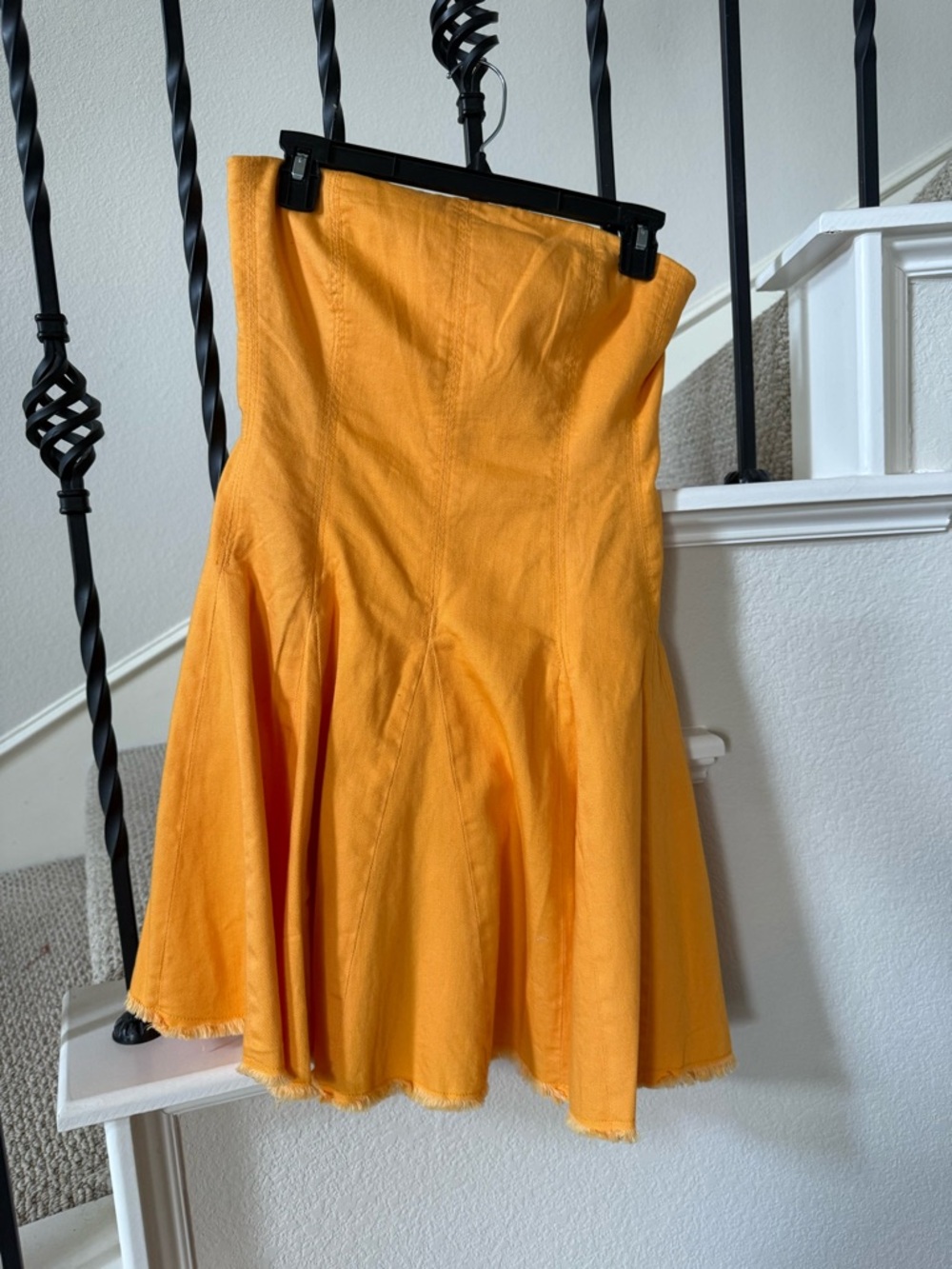 Gianni Bini Bright Orange Strapless Flared Dress